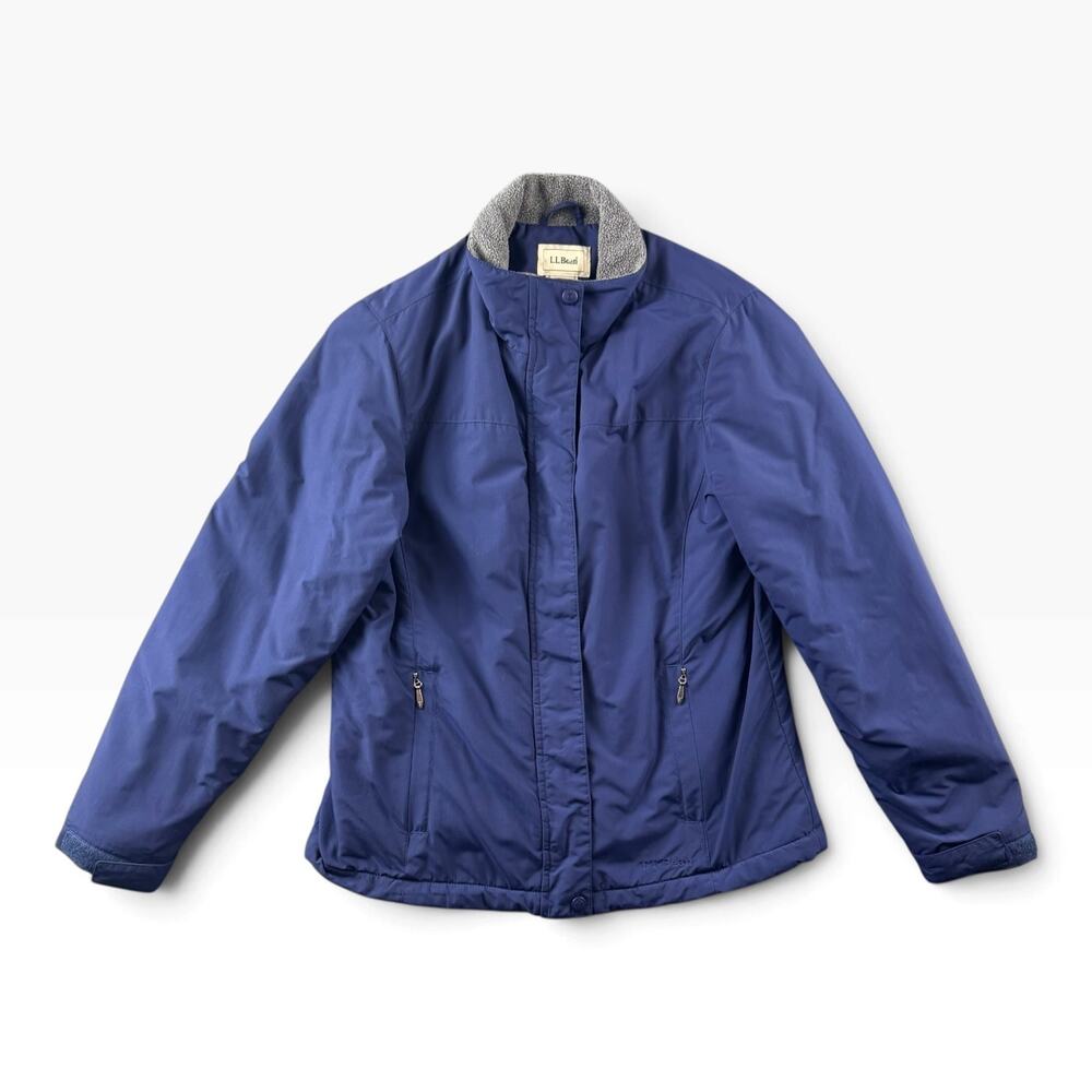 L.L.Bean Womens S Blue Insulated Jacket Fleece Lined Nylon Windbreaker YKK